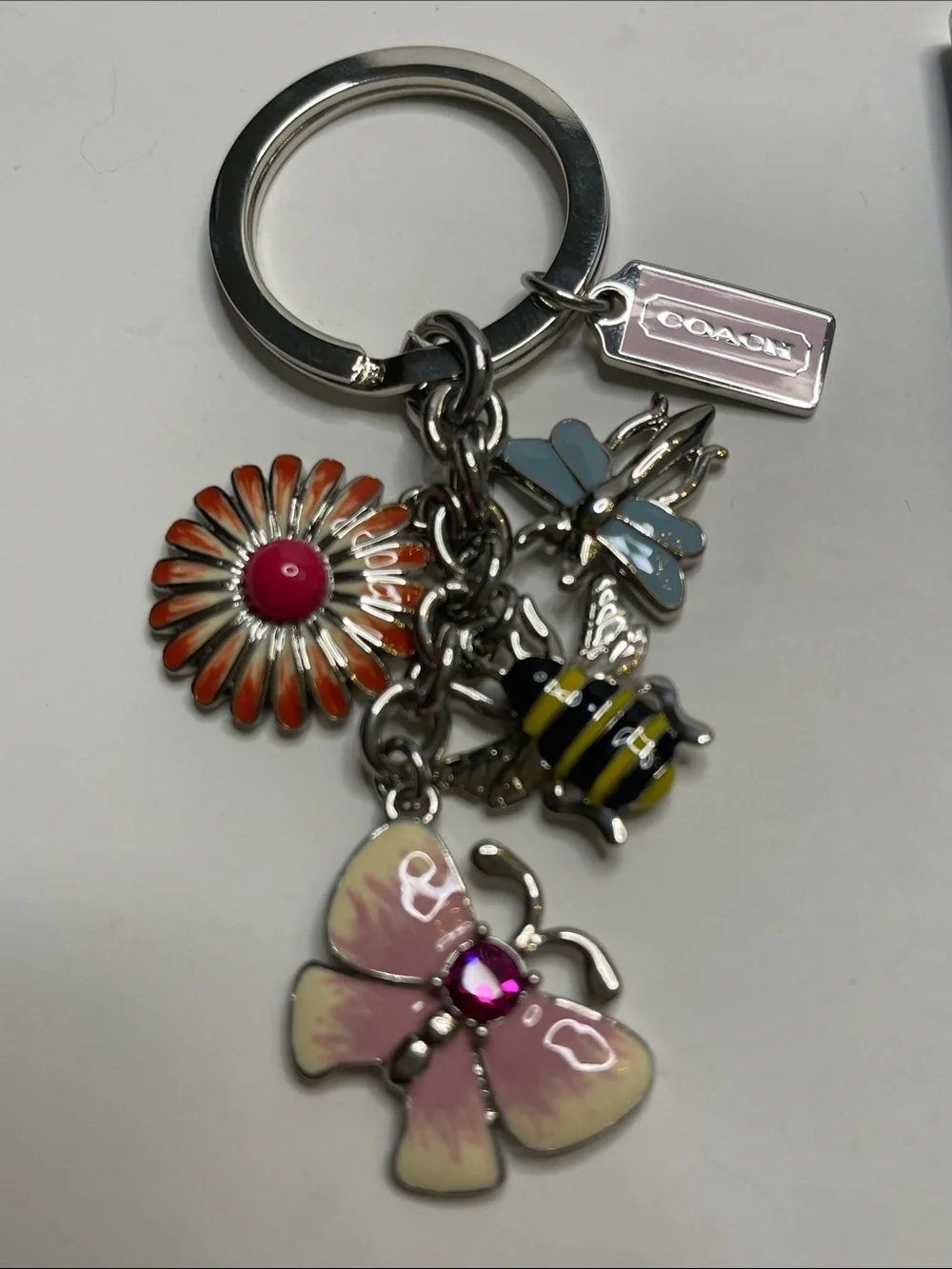 Coach Charm Keychain with Floral, Bee & Butterfly Charms and Coach Pen - Picture 2 of 6